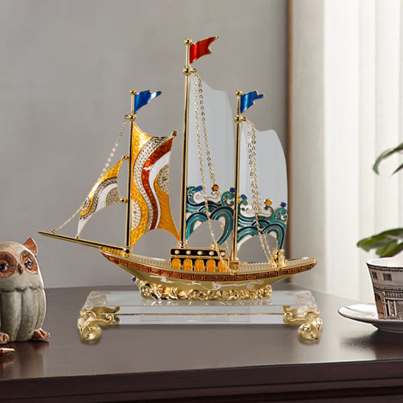 一帆风顺帆船摆件高档客厅领导办公室装饰工艺品公司乔迁开业礼物M977C产品图