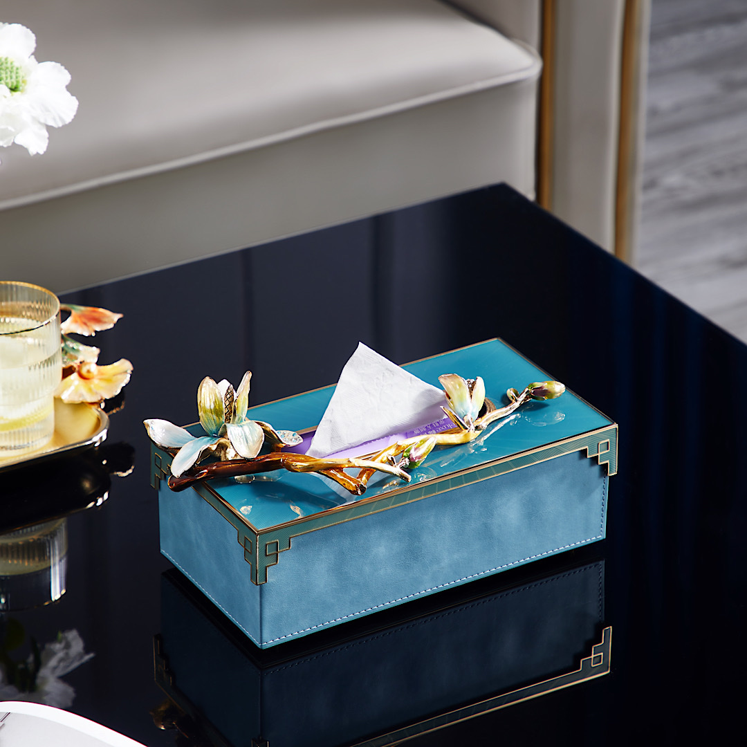 轻奢珐琅彩抽纸盒家用客厅桌面卫生纸巾盒新中式创意高端卷纸收纳M804C详情图2