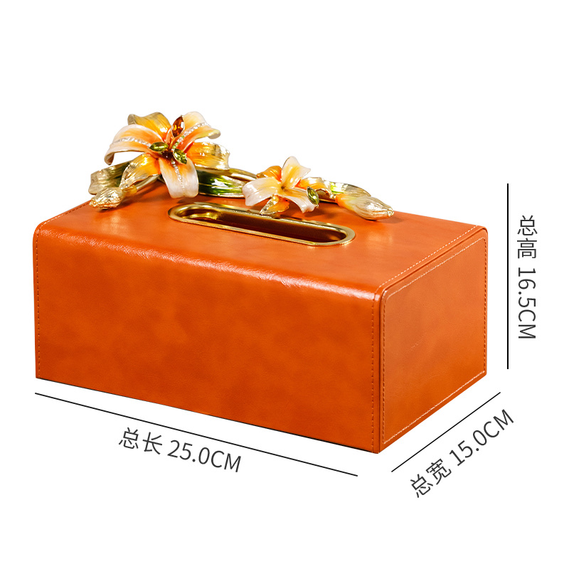 现代轻奢珐琅彩纸巾盒桌面茶几抽纸盒别墅样板间摆件高档面巾纸盒M1006白底实物图