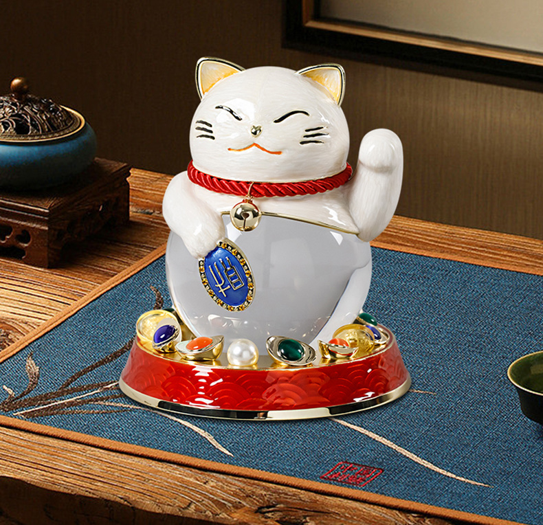 创意招财猫客厅水晶球桌面装饰摆件家居饰品电视柜办公室开业礼物