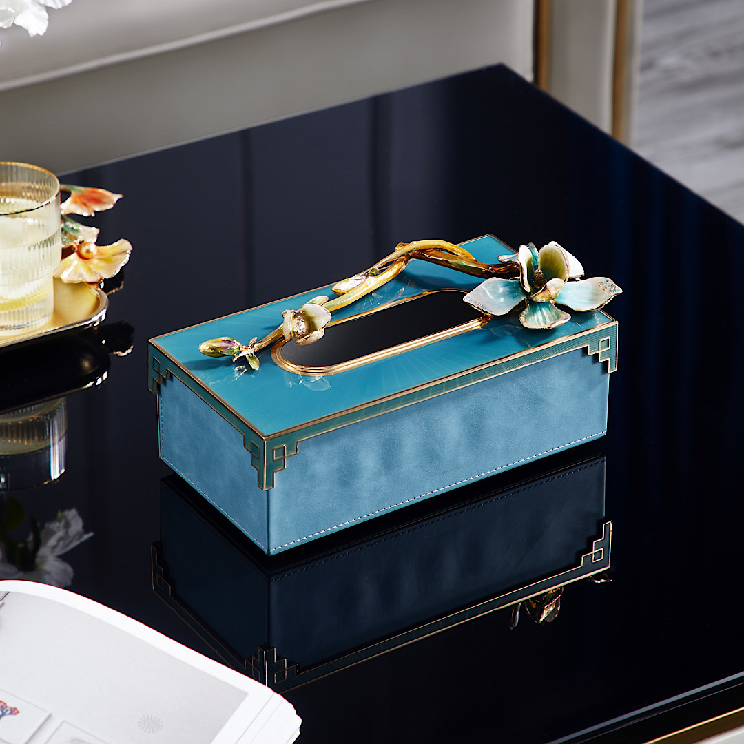 轻奢珐琅彩抽纸盒家用客厅桌面卫生纸巾盒新中式创意高端卷纸收纳M804C