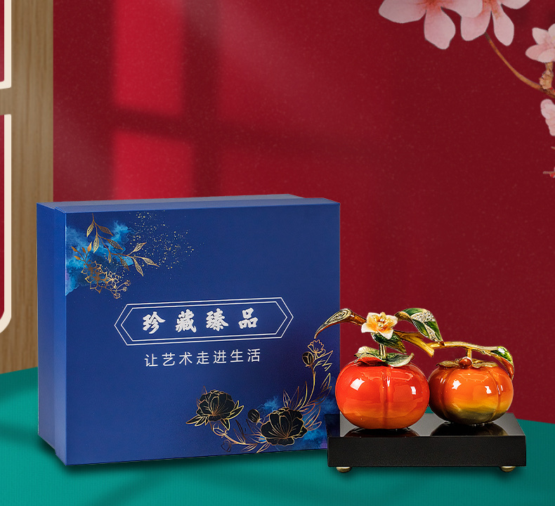 珐琅彩事事柿柿如意摆件新中式客厅酒柜装饰品搬新家送礼乔迁礼物详情图9