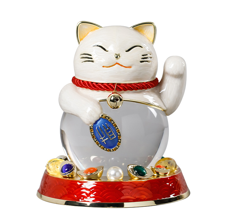 创意招财猫客厅水晶球桌面装饰摆件家居饰品电视柜办公室开业礼物细节图
