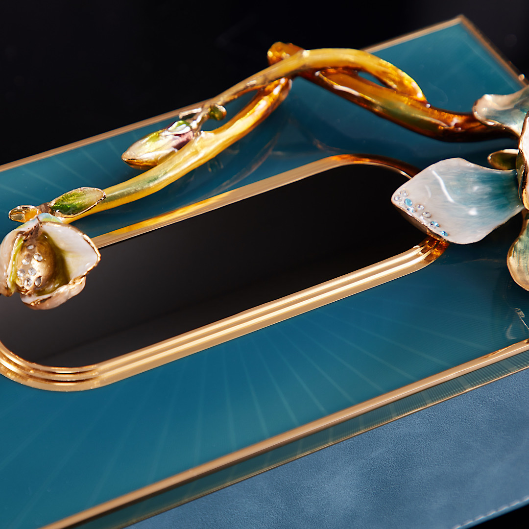 轻奢珐琅彩抽纸盒家用客厅桌面卫生纸巾盒新中式创意高端卷纸收纳M804C产品图