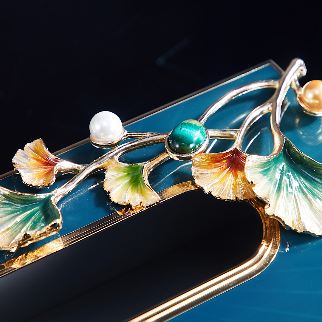 轻奢珐琅彩抽纸盒家用客厅桌面卫生纸巾盒新中式创意高端卷纸收纳M804B详情图5