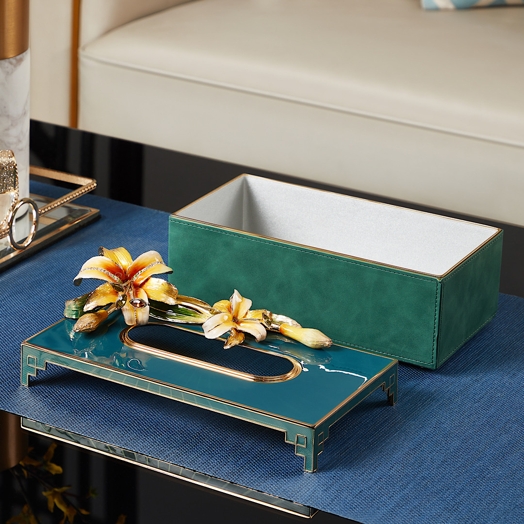 轻奢珐琅彩抽纸盒家用客厅桌面卫生纸巾盒新中式创意高端卷纸收纳M804A细节图