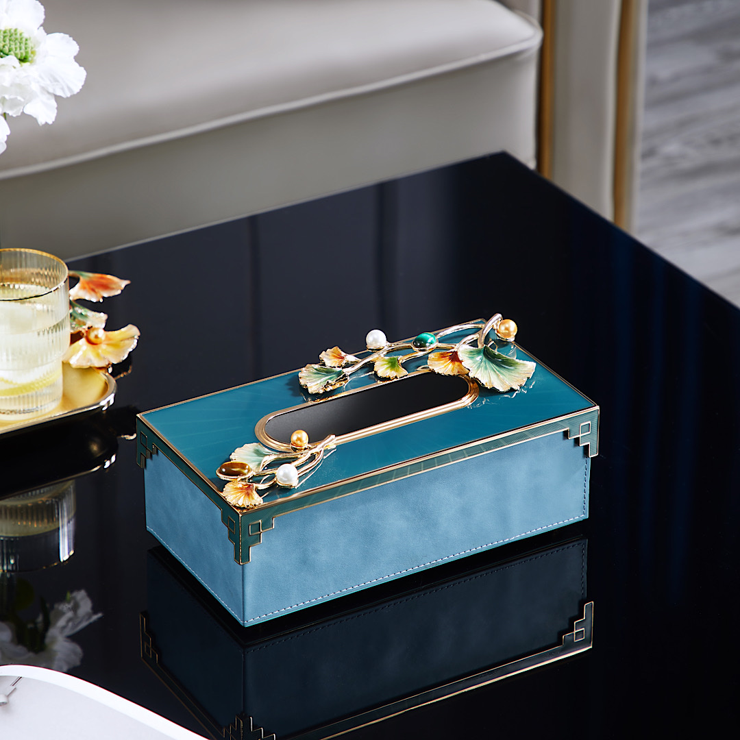 轻奢珐琅彩抽纸盒家用客厅桌面卫生纸巾盒新中式创意高端卷纸收纳M804B详情图1