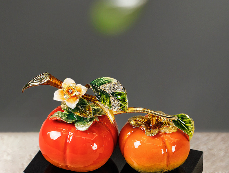 珐琅彩事事柿柿如意摆件新中式客厅酒柜装饰品搬新家送礼乔迁礼物详情图6