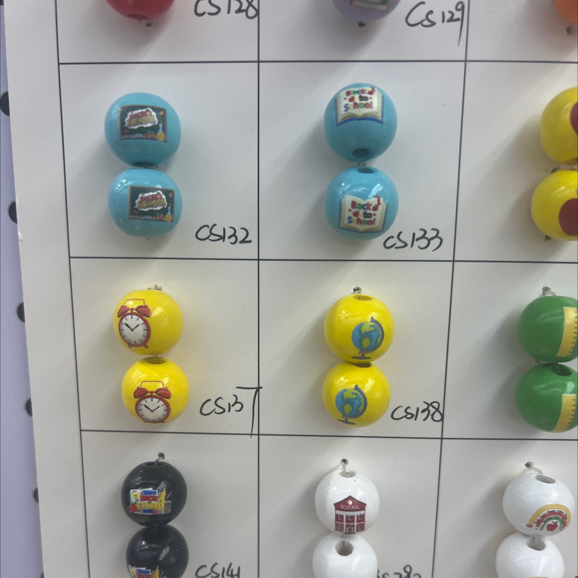 Back-to-school season wood beads, round bead printing, in stock, customizable logo available detail image 4