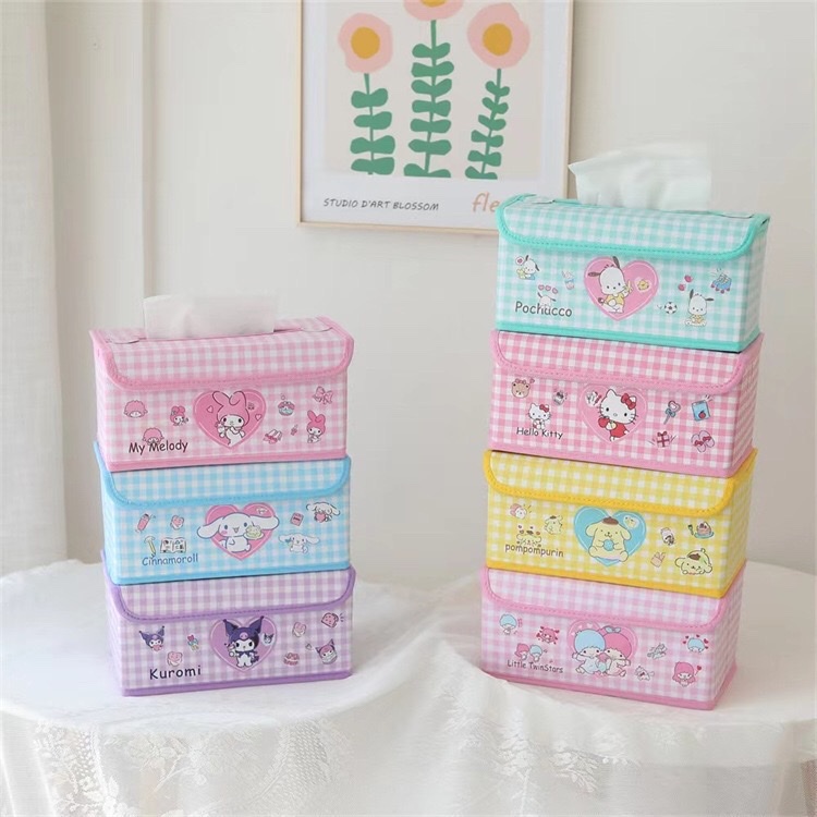 New cute and girlish folding tissue box, desktop tissue storage box, PC Kulomi tissue storage box