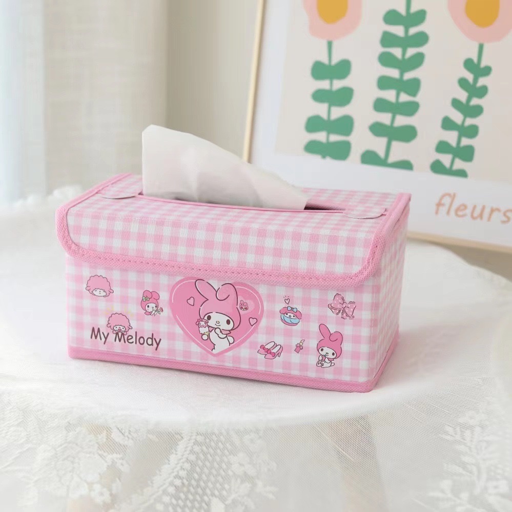 New cute and girlish folding tissue box, desktop tissue storage box, PC Kulomi tissue storage box Application Scenario