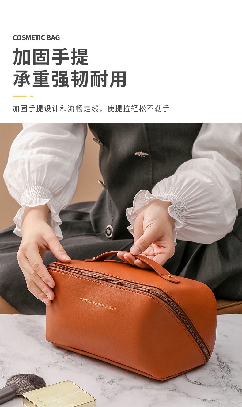 PU organ pillow makeup bag, women's hand-held large-capacity travel portable, ins high-end style toiletry and makeup storage bag detail image 3