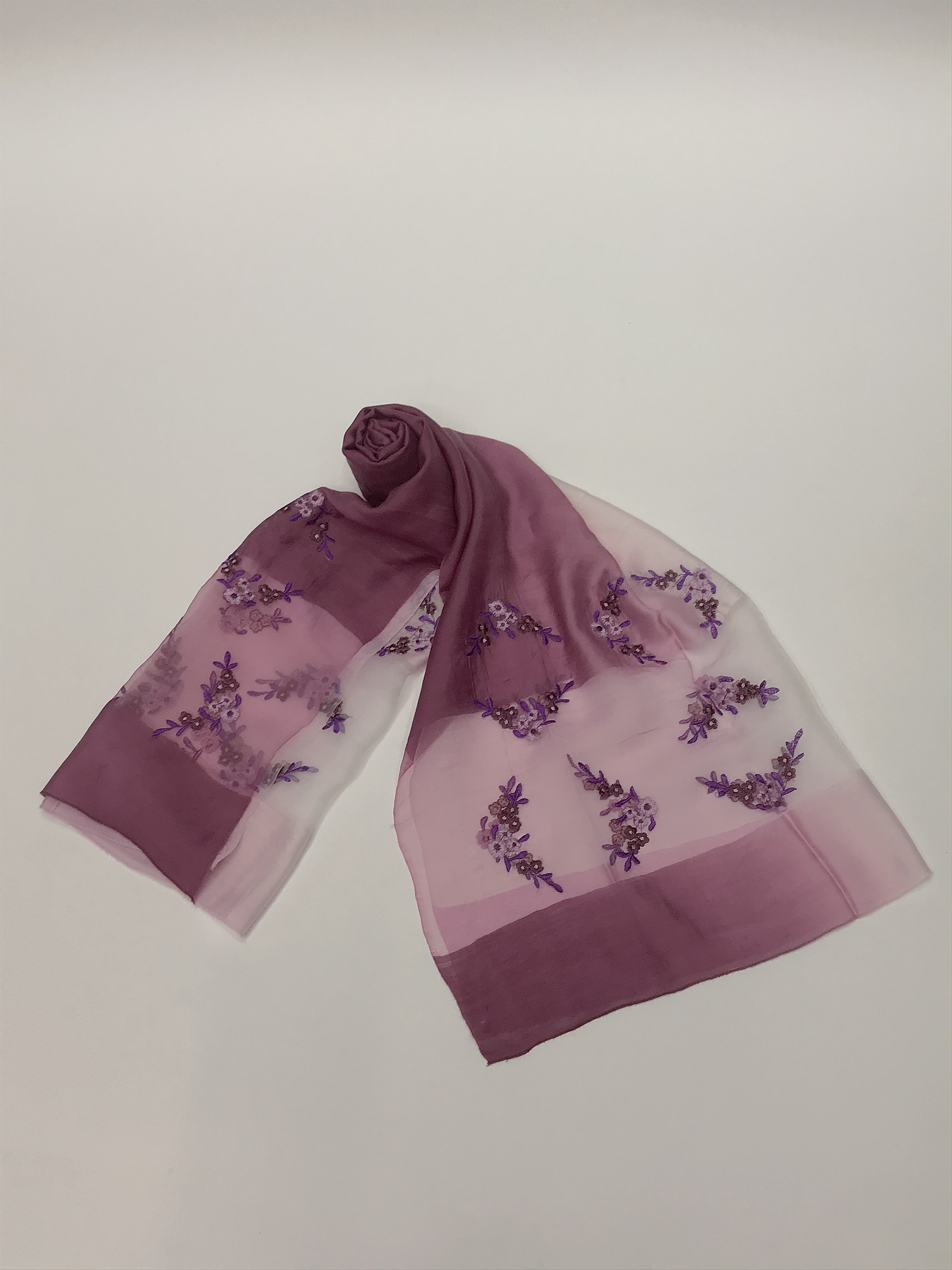 Muslim embroidered blended wide faux silk scarf, long knitted scarf details Picture