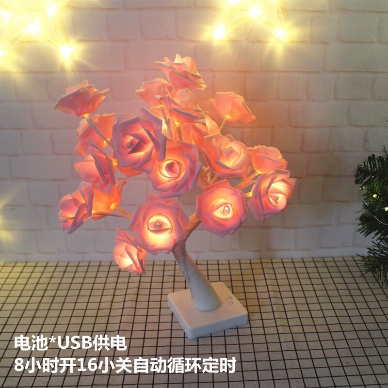 玫瑰花台灯小树灯 情人节告白装饰 房间卧室布置创意 浪漫小夜灯详情图2