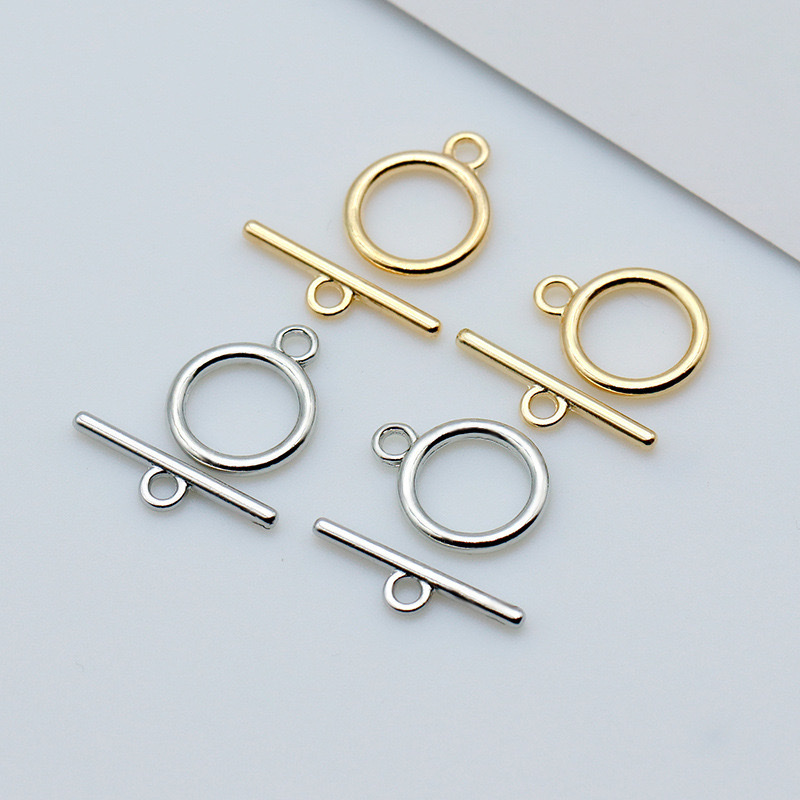 Real gold smooth OT buckle DIY accessory necklace connecting buckle copper round heart-shaped square bracelet buckle