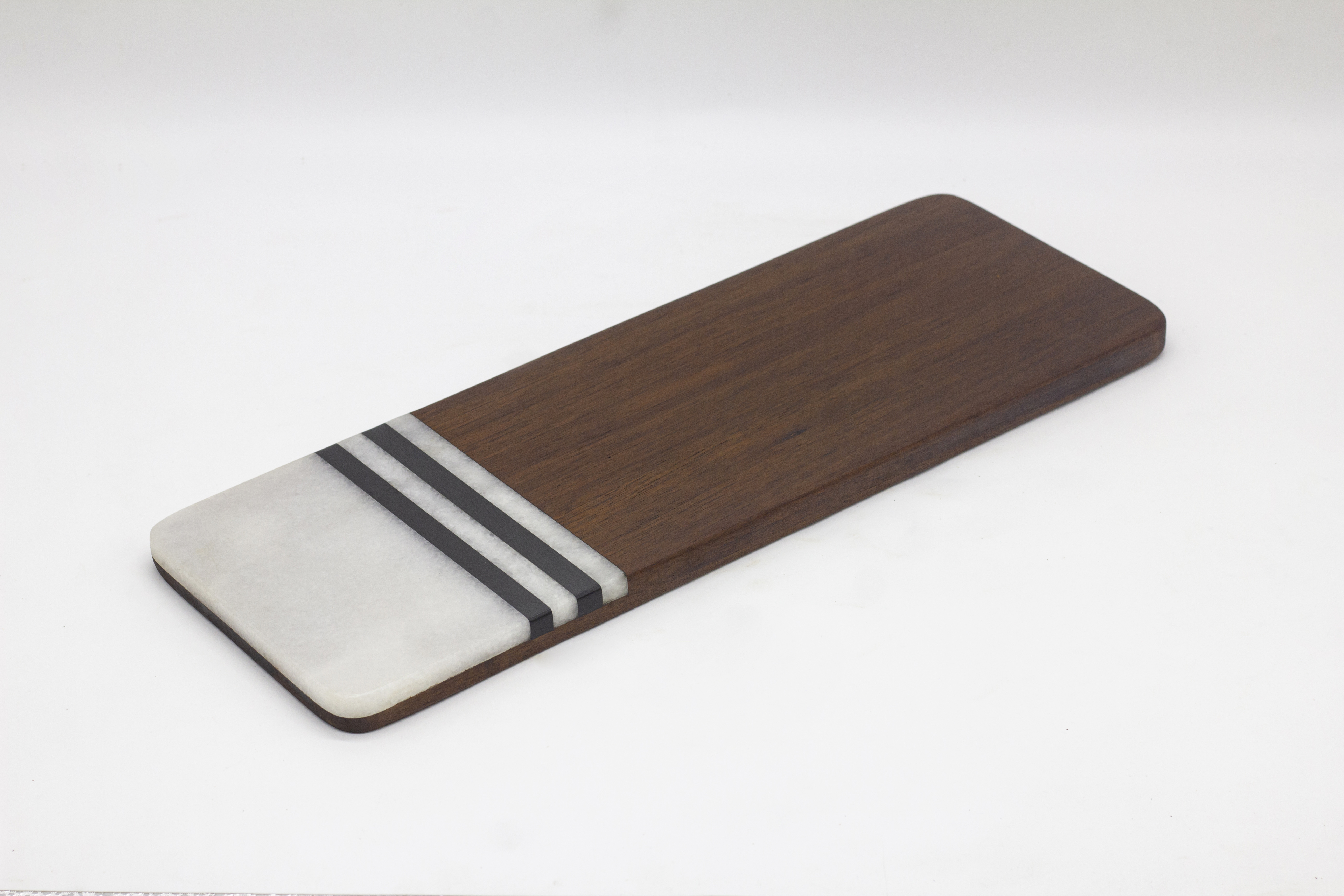 西餐点心糕点盘子实木大理石拼接托盘牛排餐盘水果果盘寿司摆盘黑白条纹长方形摆盘餐盘详情图1