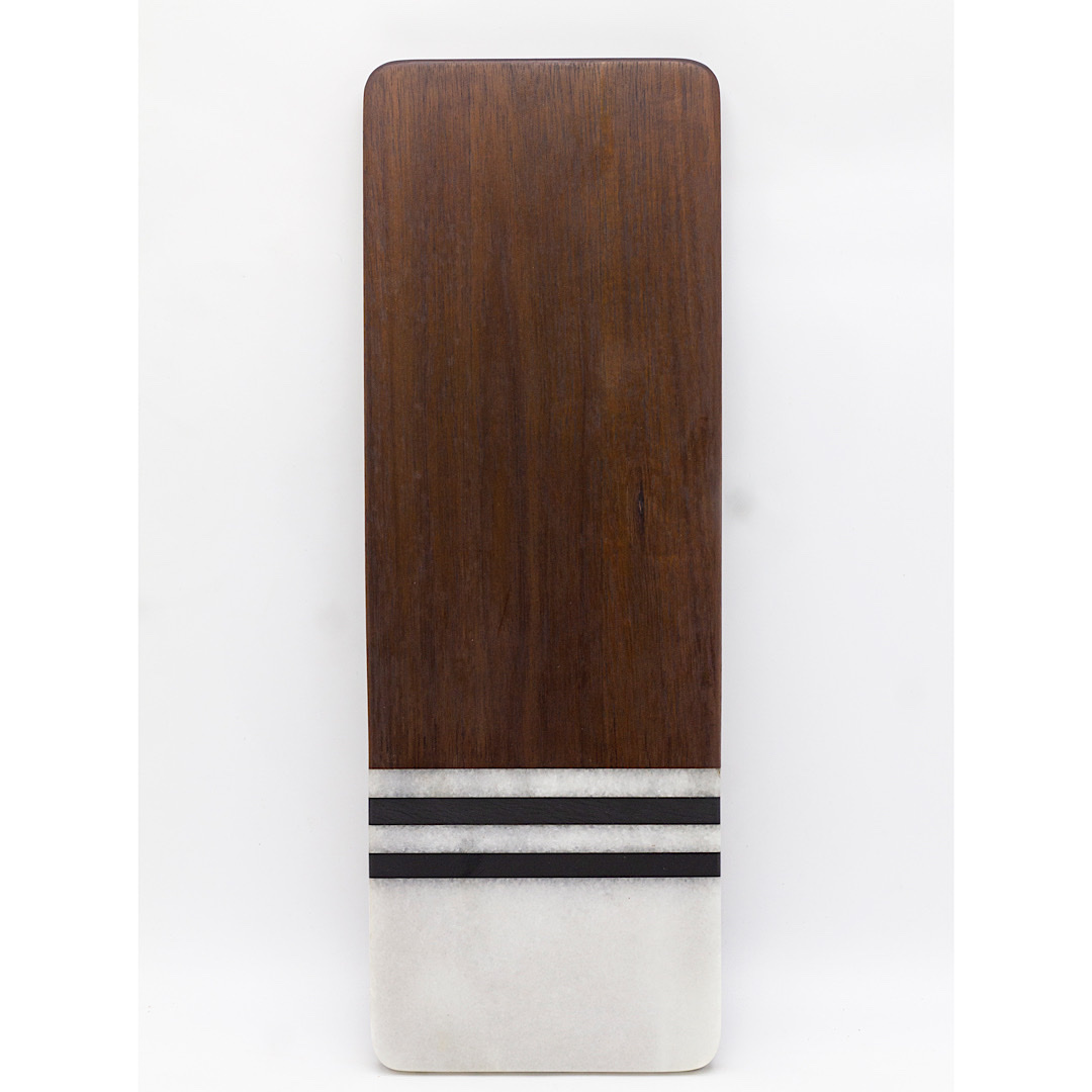 西餐点心糕点盘子实木大理石拼接托盘牛排餐盘水果果盘寿司摆盘黑白条纹长方形摆盘餐盘白底实物图