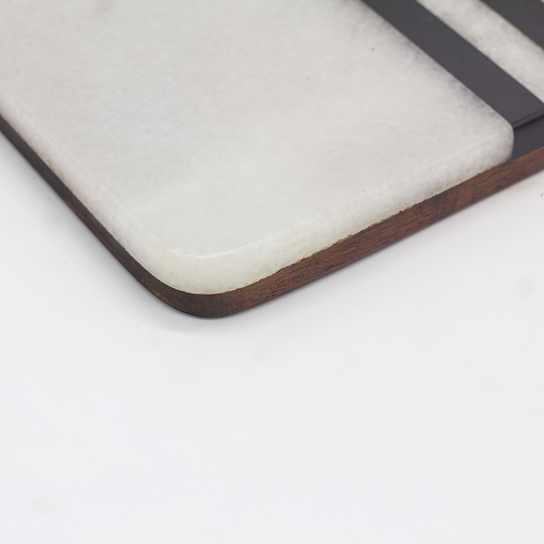 西餐点心糕点盘子实木大理石拼接托盘牛排餐盘水果果盘寿司摆盘黑白条纹长方形摆盘餐盘产品图