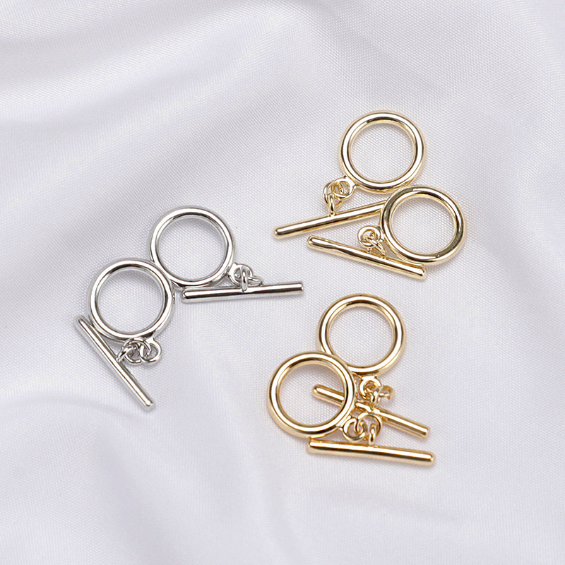 Real gold smooth OT buckle DIY accessory necklace connecting buckle copper round heart-shaped square bracelet buckle details Picture