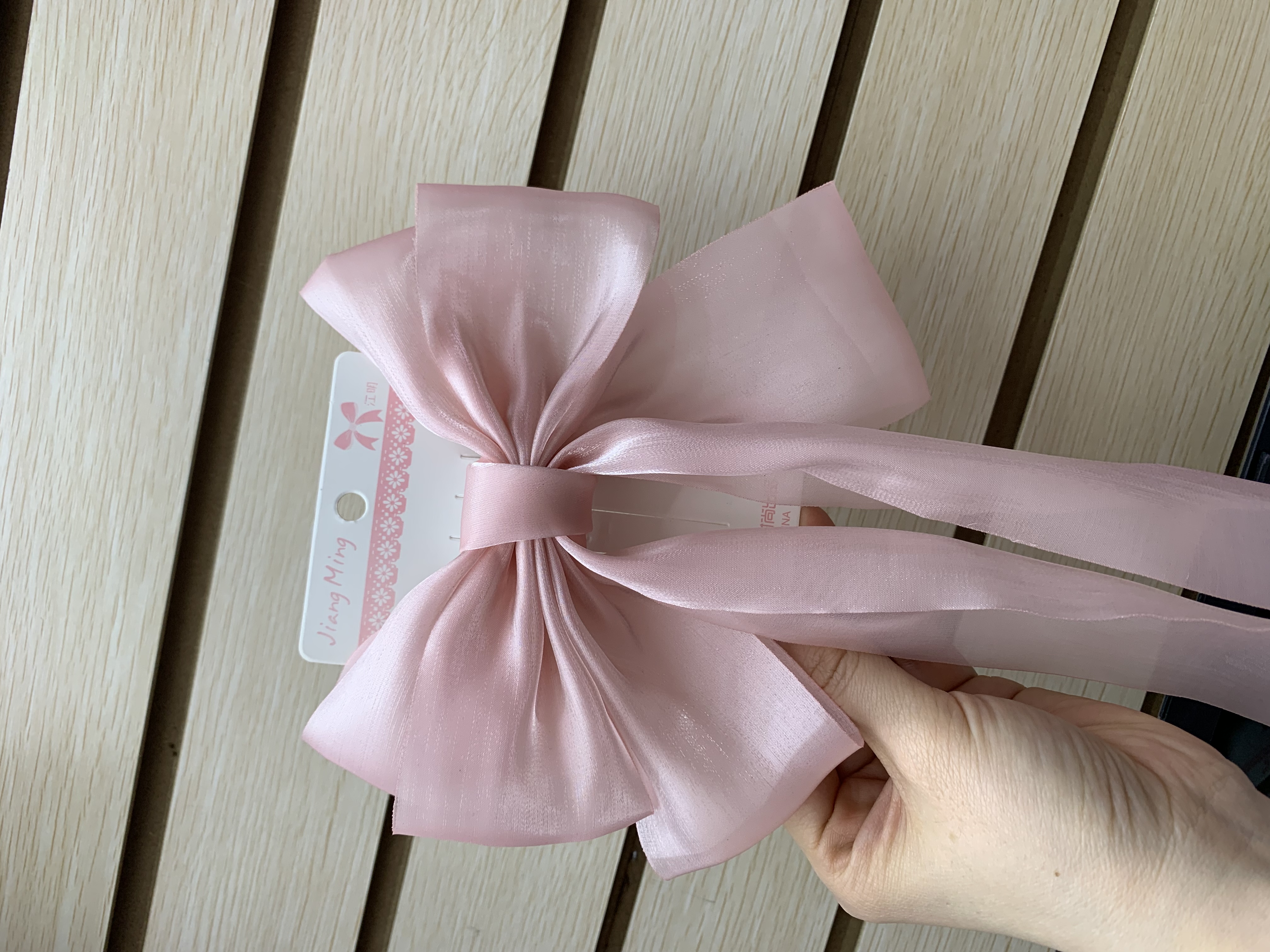 Super fairy-like fish princess camellia bow ribbon hair clip, fine glittering hair accessory, sweet spring and summer headwear for women detail image 3