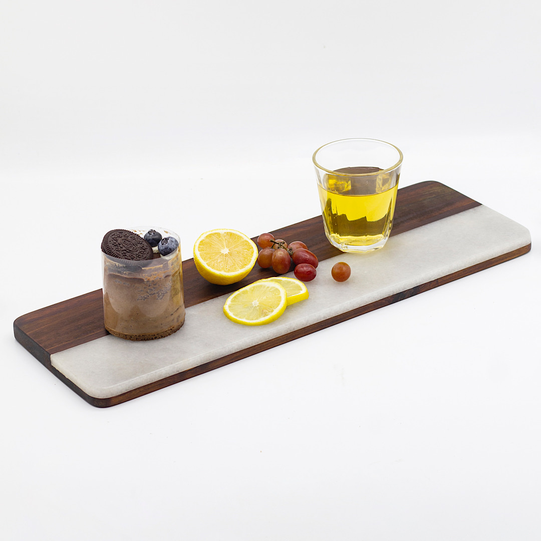 西餐点心糕点盘子实木大理石拼接托盘牛排餐盘水果果盘寿司摆盘经典长方形餐盘白底实物图