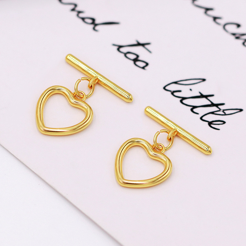 Real gold smooth OT buckle DIY accessory necklace connecting buckle copper round heart-shaped square bracelet buckle Specification image