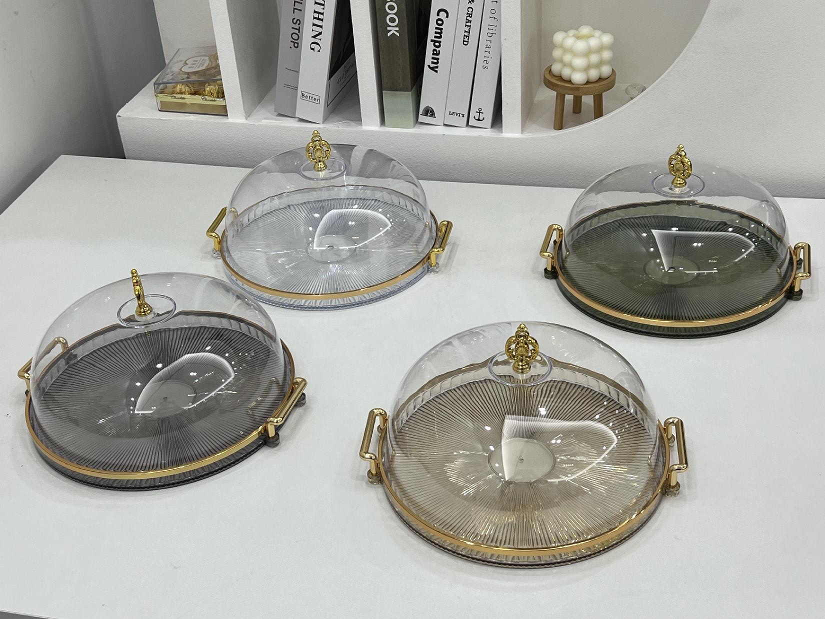 Cake display tray, light luxury dessert display box, plastic plate display stand, cake cover, pastry dust cover detail image 5