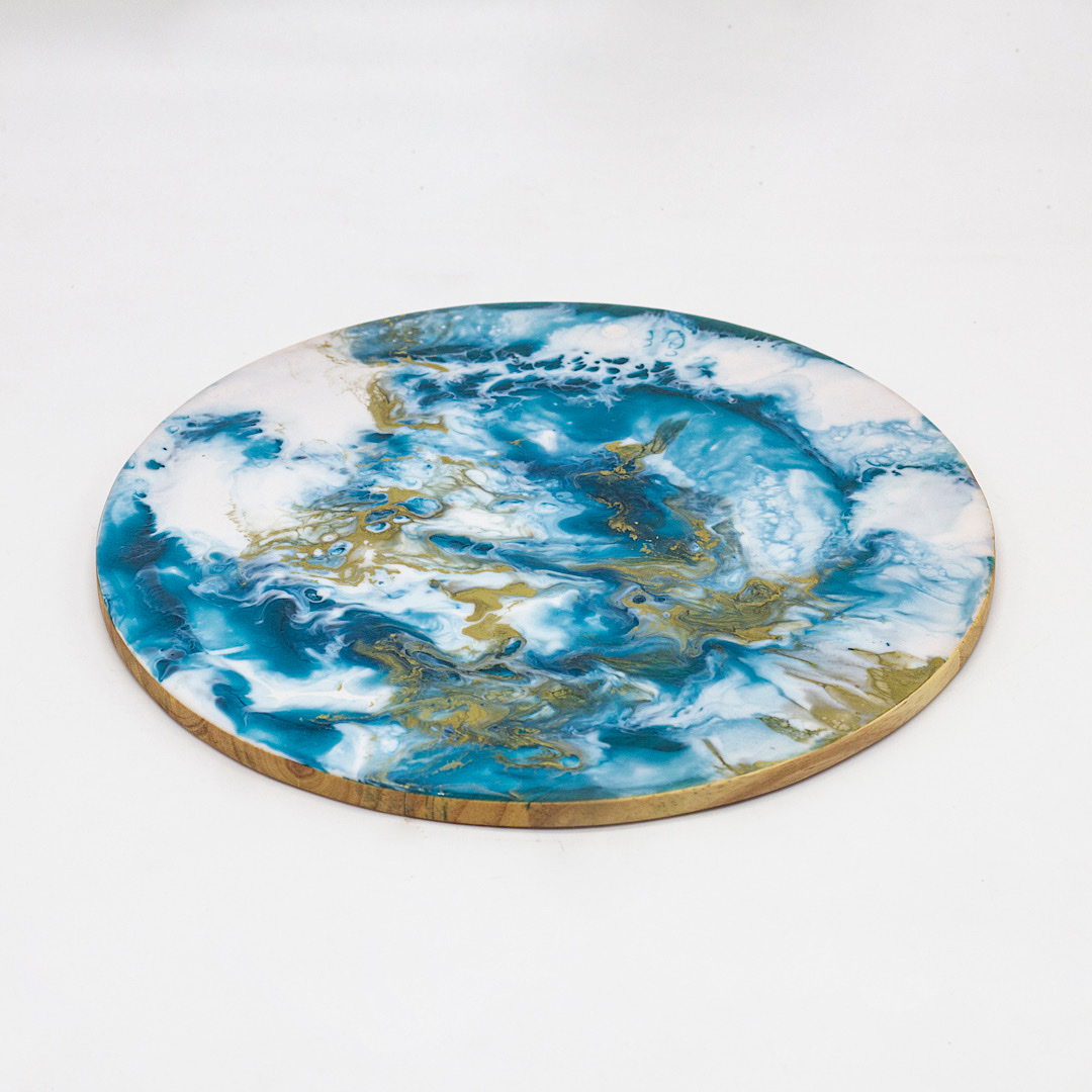 西餐点心糕点盘子实木大理石拼接托盘牛排餐盘水果果盘寿司摆盘相思木➕树脂餐盘摆盘详情图4