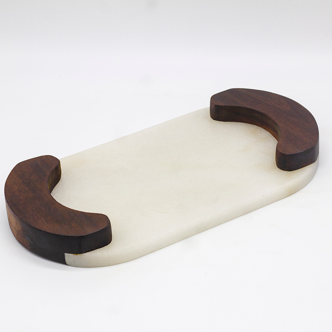 西餐点心糕点盘子实木大理石拼接托盘牛排餐盘水果果盘寿司摆盘中式托盘白底实物图