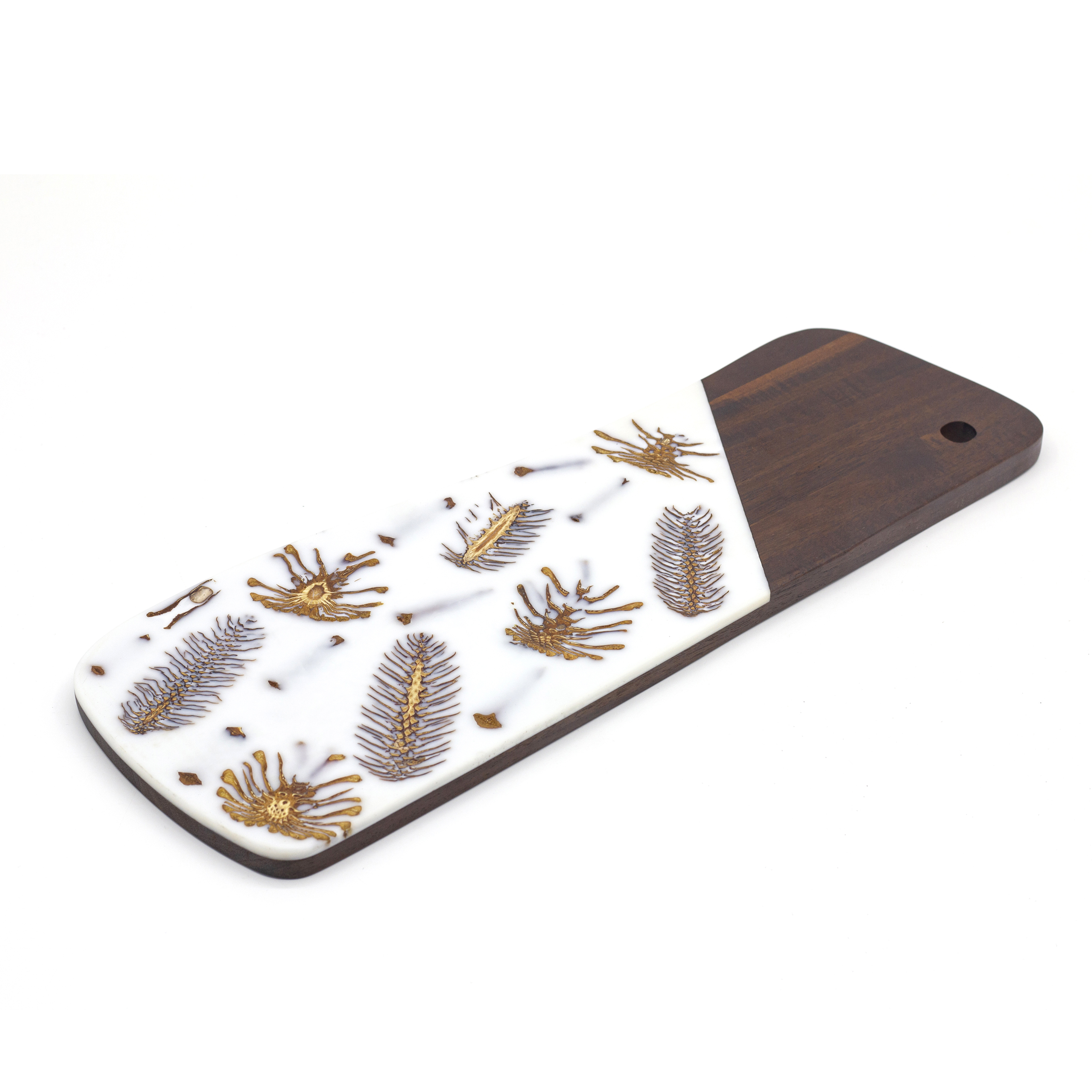 西餐点心糕点盘子实木大理石拼接托盘牛排餐盘水果果盘寿司摆盘相思木和松果相结合菜板摆盘