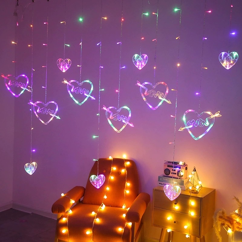 LED爱心彩灯love装饰灯闪灯串灯满天星房间装饰少女心灯房间宿舍