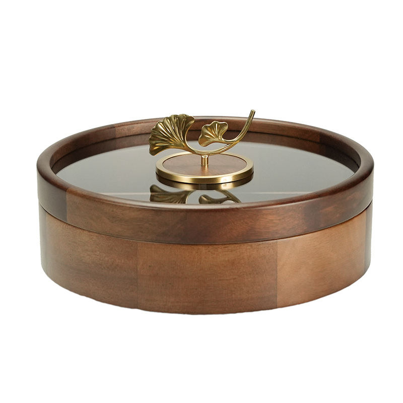 新款实木干果收纳盒新中式客厅零食糖果盒家用高档轻奢水果盘详情图7