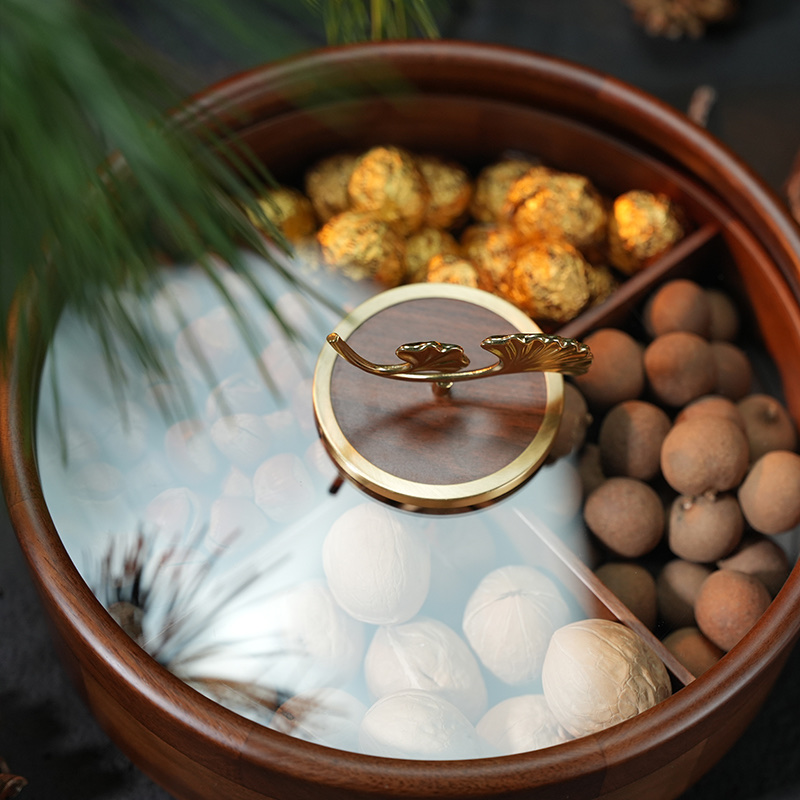 新款实木干果收纳盒新中式客厅零食糖果盒家用高档轻奢水果盘