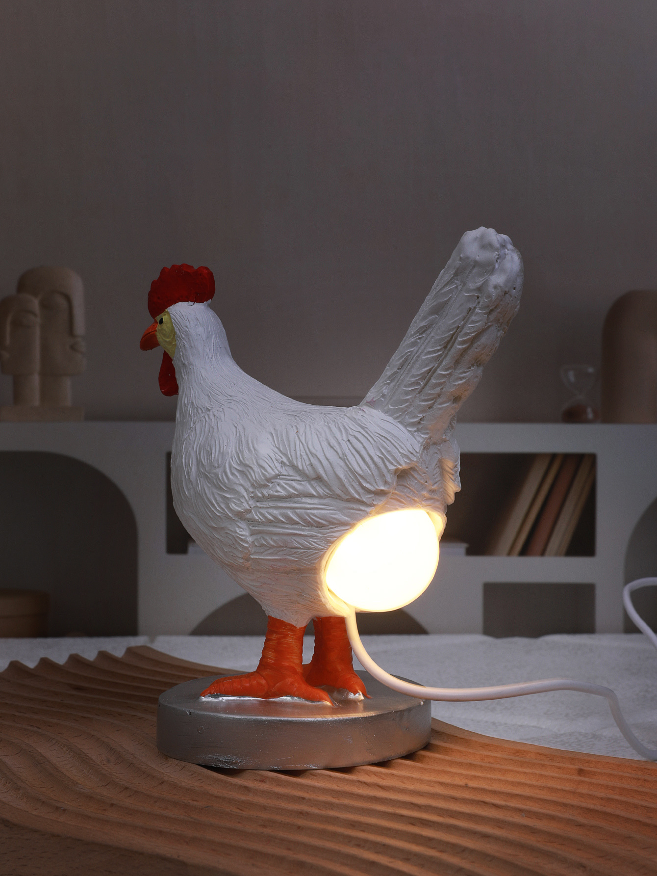 一件母鸡下蛋LED卧室照明雕像摆件树脂工艺品