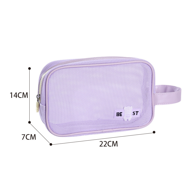 New hand-held toiletry bag, mesh portable travel skincare storage bag, beach fashion makeup bag detail image 8
