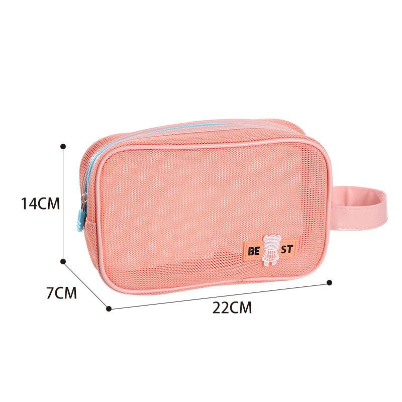 New hand-held toiletry bag, mesh portable travel skincare storage bag, beach fashion makeup bag detail image 6