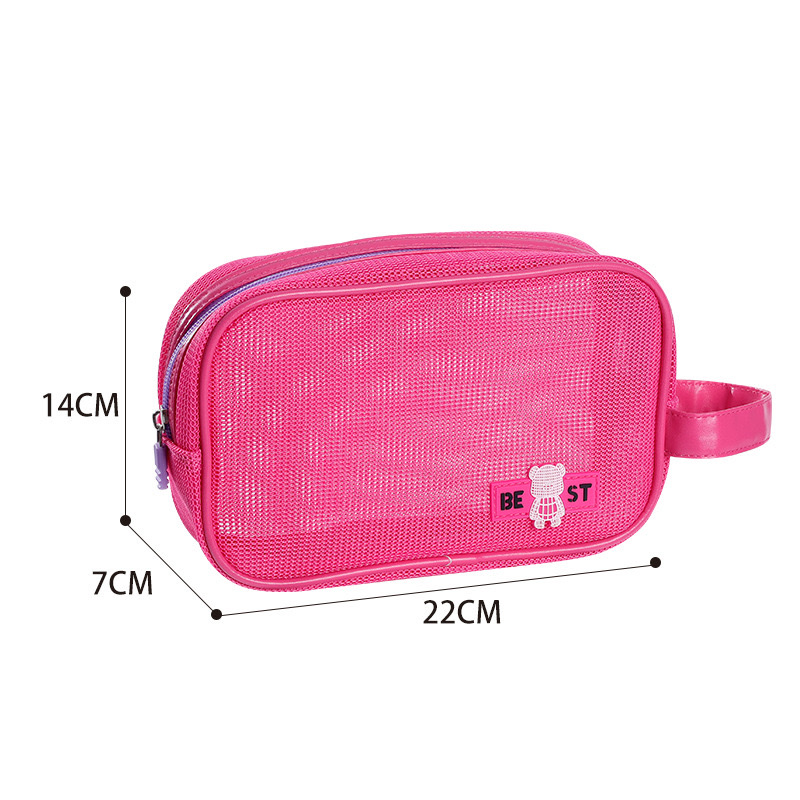 New hand-held toiletry bag, mesh portable travel skincare storage bag, beach fashion makeup bag detail image 9