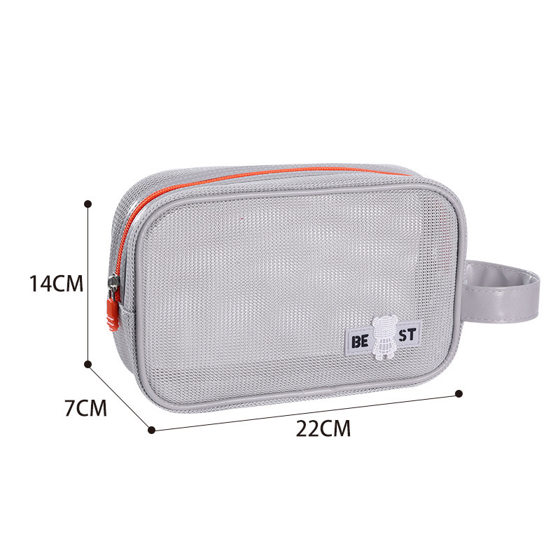 New hand-held toiletry bag, mesh portable travel skincare storage bag, beach fashion makeup bag detail image 11