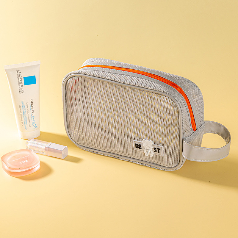 New hand-held toiletry bag, mesh portable travel skincare storage bag, beach fashion makeup bag Specification image