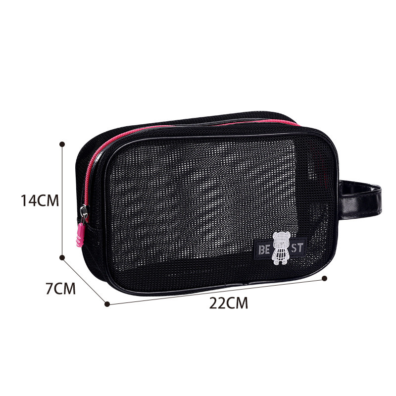 New hand-held toiletry bag, mesh portable travel skincare storage bag, beach fashion makeup bag detail image 7