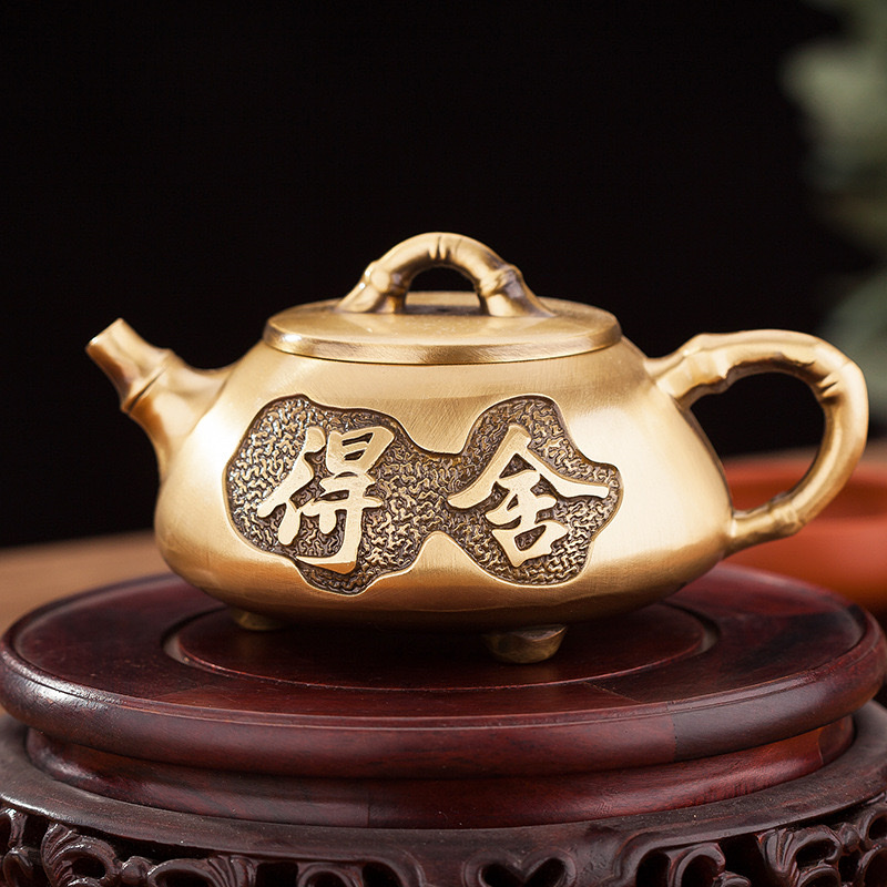 Brass ornaments, Shede teapots, household teapots, home and office handicrafts, flower packaging bags detail image 2