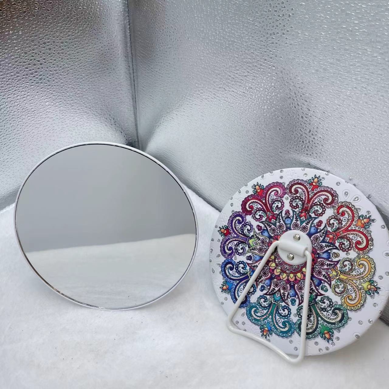 小镜子 印花花纹，工艺品玻璃+塑料图