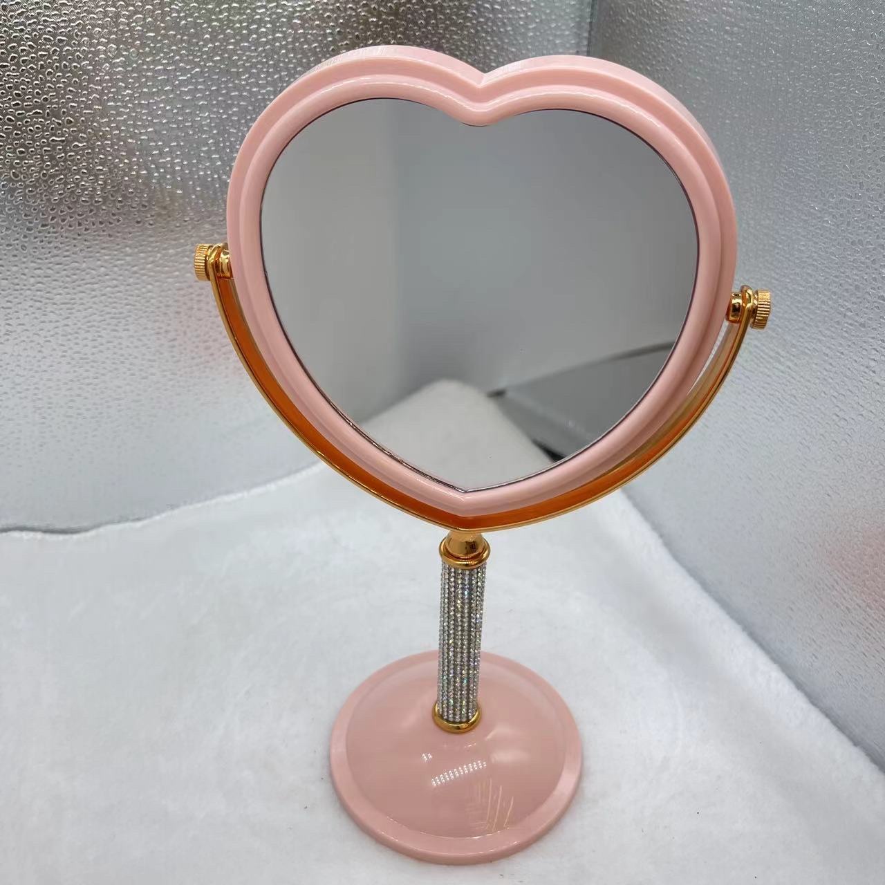 心形化妆镜台式镜双面放大镜子化妆镜图
