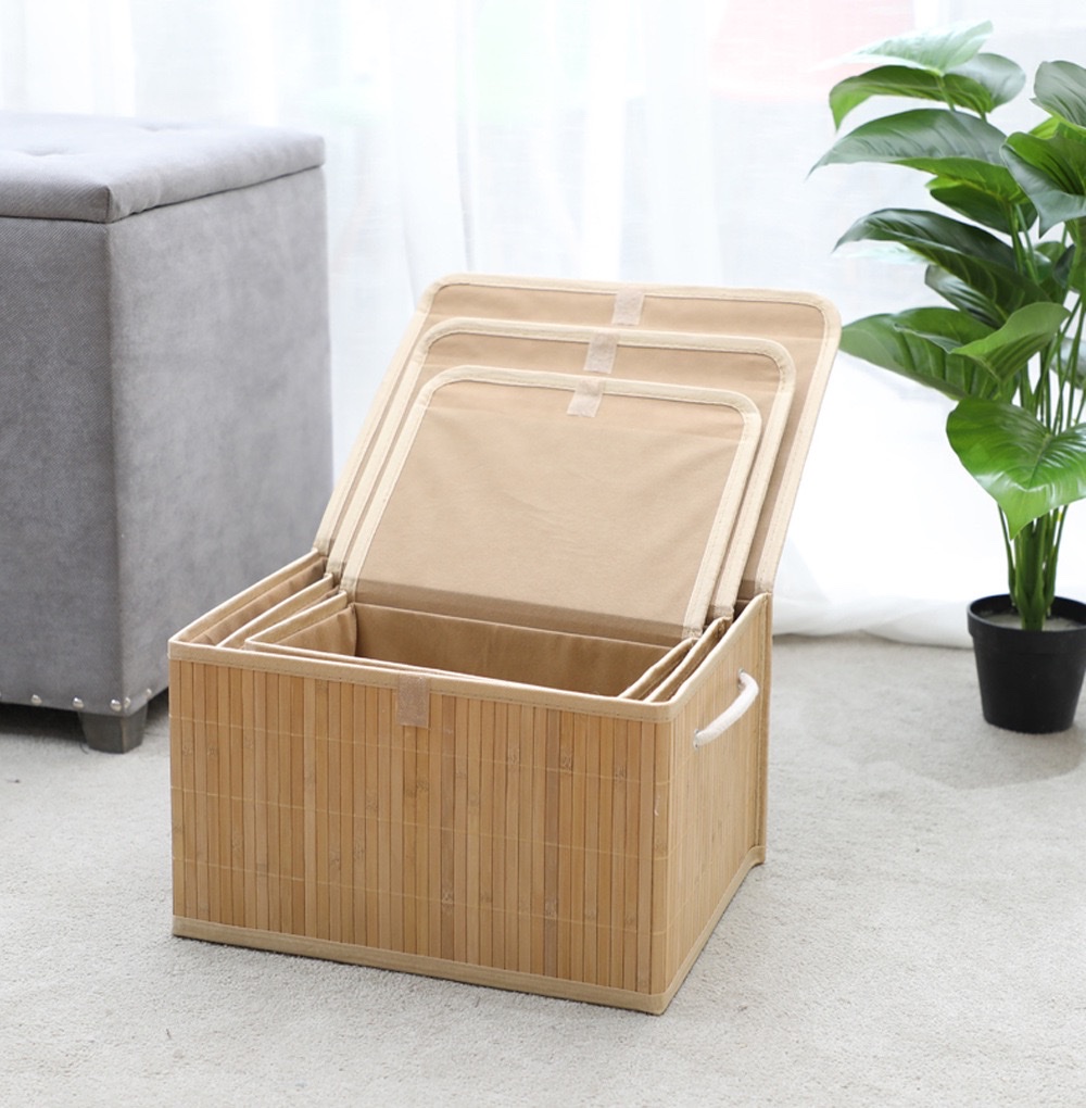 手工编织竹编藤编工艺 折叠洗衣篮 编织收纳篮 环保耐用 简约家居装饰品