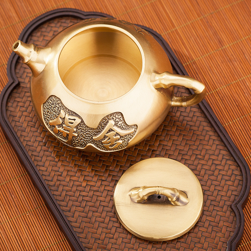 Brass ornaments, Shede teapots, household teapots, home and office handicrafts, flower packaging bags detail image 4