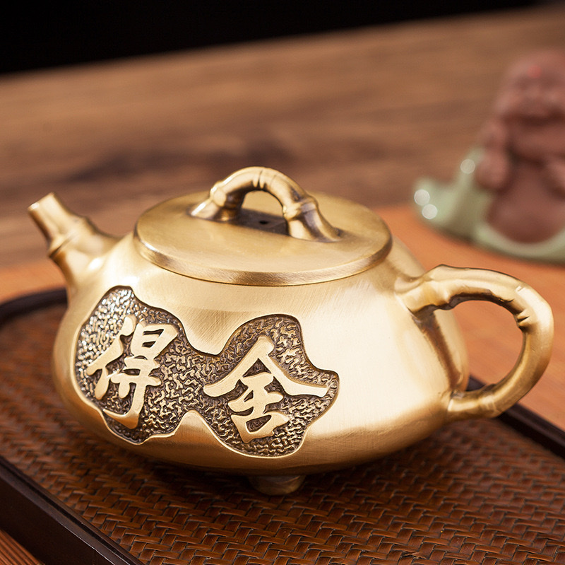 Brass ornaments, Shede teapots, household teapots, home and office handicrafts, flower packaging bags detail image 3