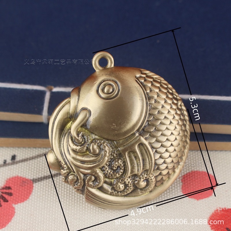 Brass collectible handle piece, Longevity Maitreya Buddha PI Xiu pendant, Fish Leaping over the Dragon Gate handle piece detail image 13