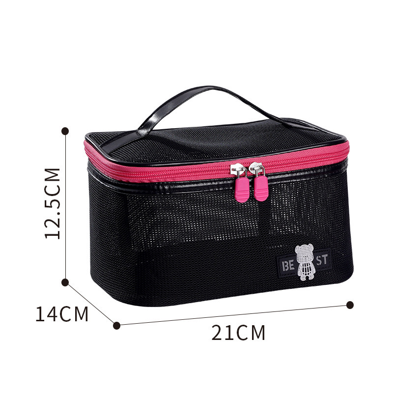 New hand-held toiletry bag with grid, large capacity, travel lipstick storage bag wholesale, beach quick-drying makeup bag detail image 3