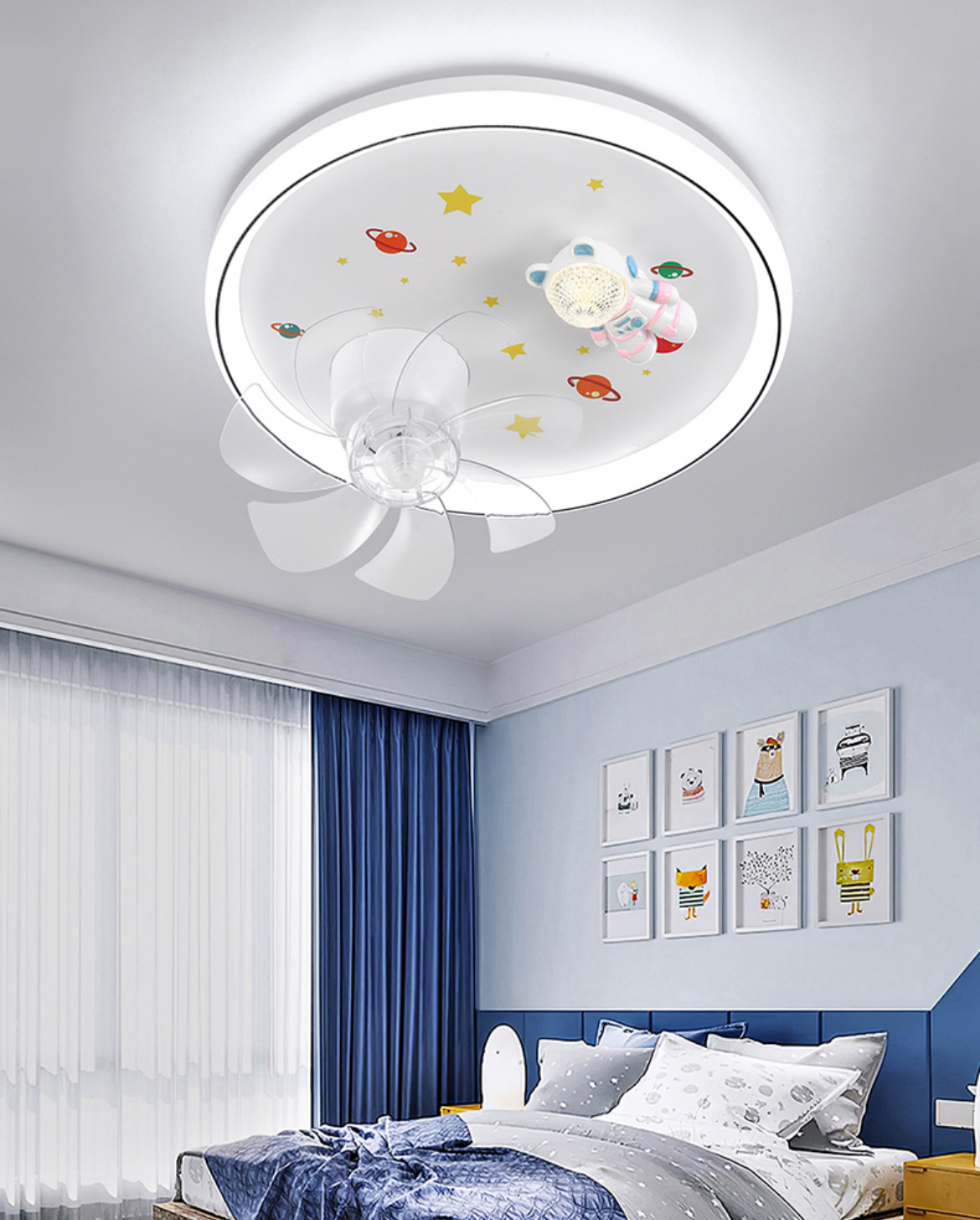 Luminous lighting fixtures for children's rooms, cartoon fan lights, ceiling lights. American countryside Application Scenario