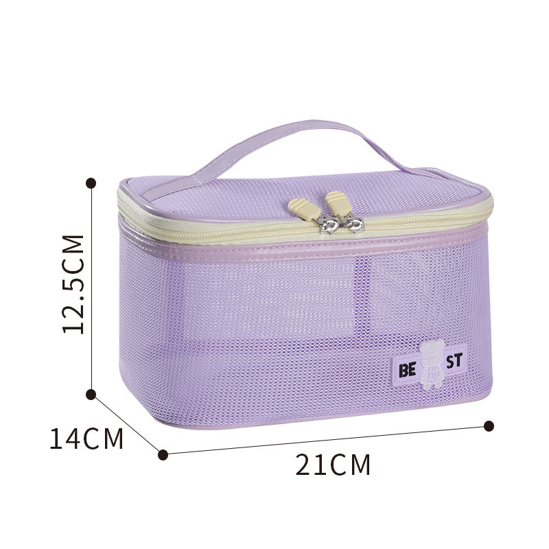 New hand-held toiletry bag with grid, large capacity, travel lipstick storage bag wholesale, beach quick-drying makeup bag detail image 5